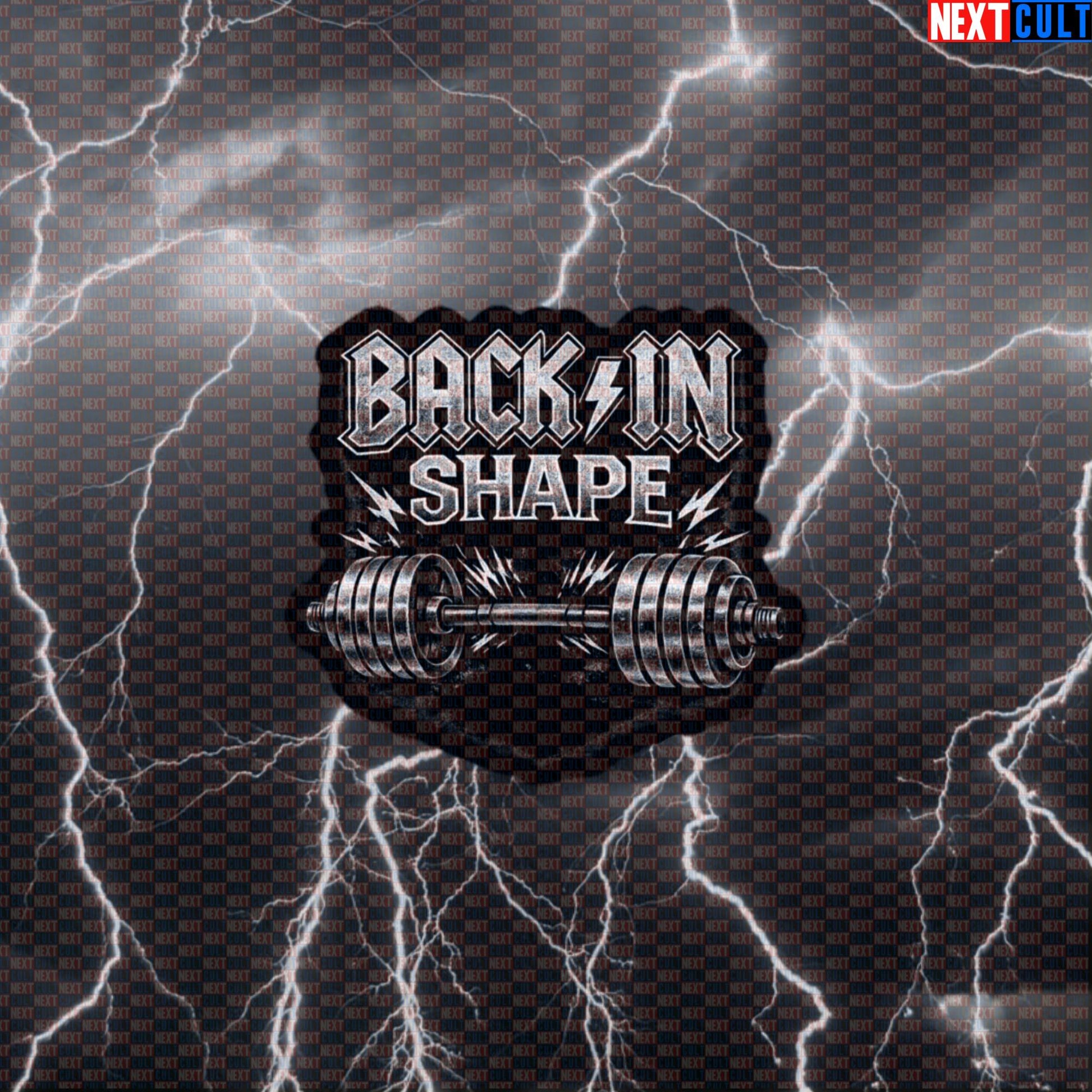 Back In Shape Funny Gym Sticker Back In Black Album Cover Parody AC/DC Heavy Metal Workout Decal Default Title Stickers AC/DC Bodybuilding Fitness Gym Powerlifting Rock Music Workout Next Cult Brand