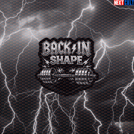 Back In Shape Funny Gym Sticker Back In Black Album Cover Parody AC/DC Heavy Metal Workout Decal Default Title Stickers AC/DC Bodybuilding Fitness Gym Powerlifting Rock Music Workout Next Cult Brand