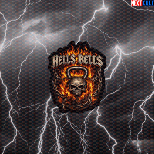 Hells Kettlebells Funny Gym Sticker Hells Bells Parody AC/DC Heavy Metal Workout Decal Default Title Stickers AC/DC Bodybuilding Fitness Gym Kettlebell Rock Music Workout Next Cult Brand