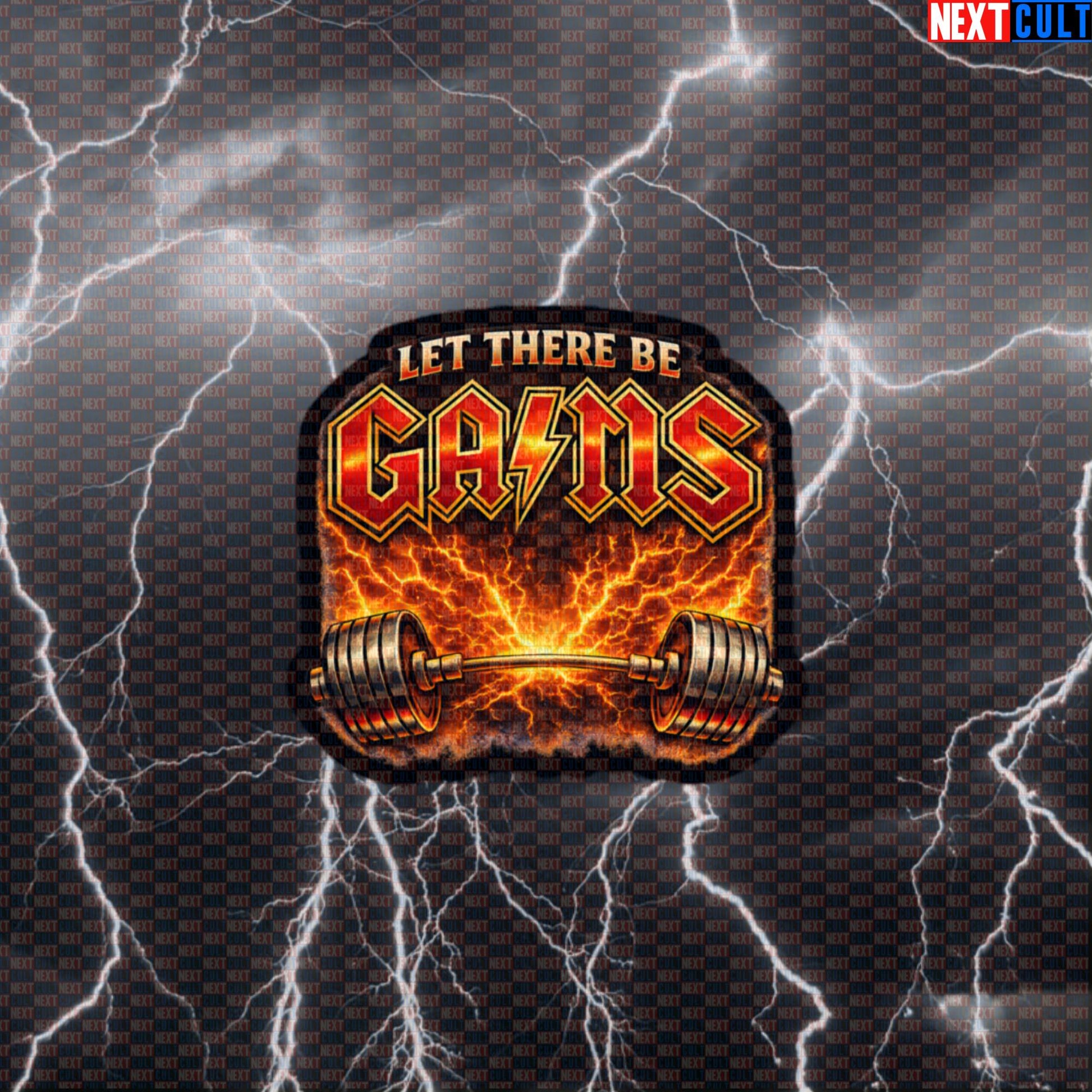 Let There Be Gains Funny Gym Sticker Let There Be Rock Parody AC/DC Heavy Metal Workout Decal Default Title Stickers Next Cult Brand