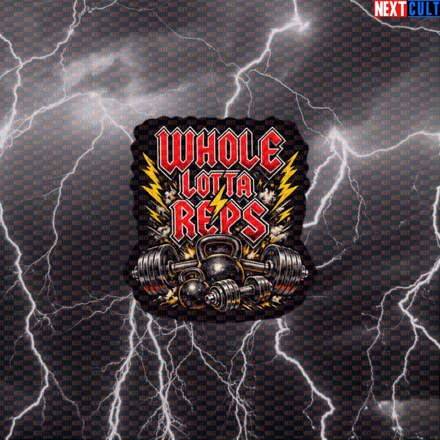 Whole Lotta Reps Funny Gym Sticker AC/DC Heavy Metal Rock Music Workout Decal Default Title Stickers AC/DC Bodybuilding Fitness Gym Powerlifting Rock Music Workout Next Cult Brand