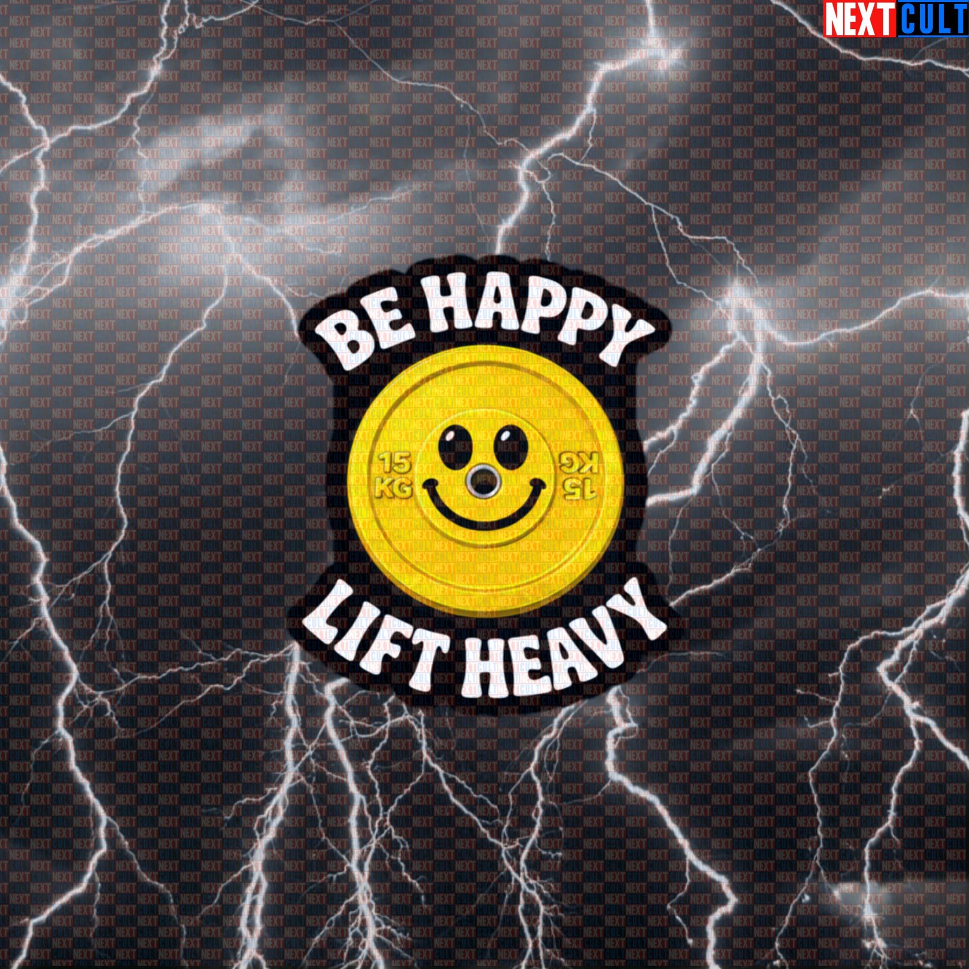 Be Happy Lift Heavy Funny Gym Sticker Happy Weights Emoji Weight Plate Decal Default Title Stickers Next Cult Brand
