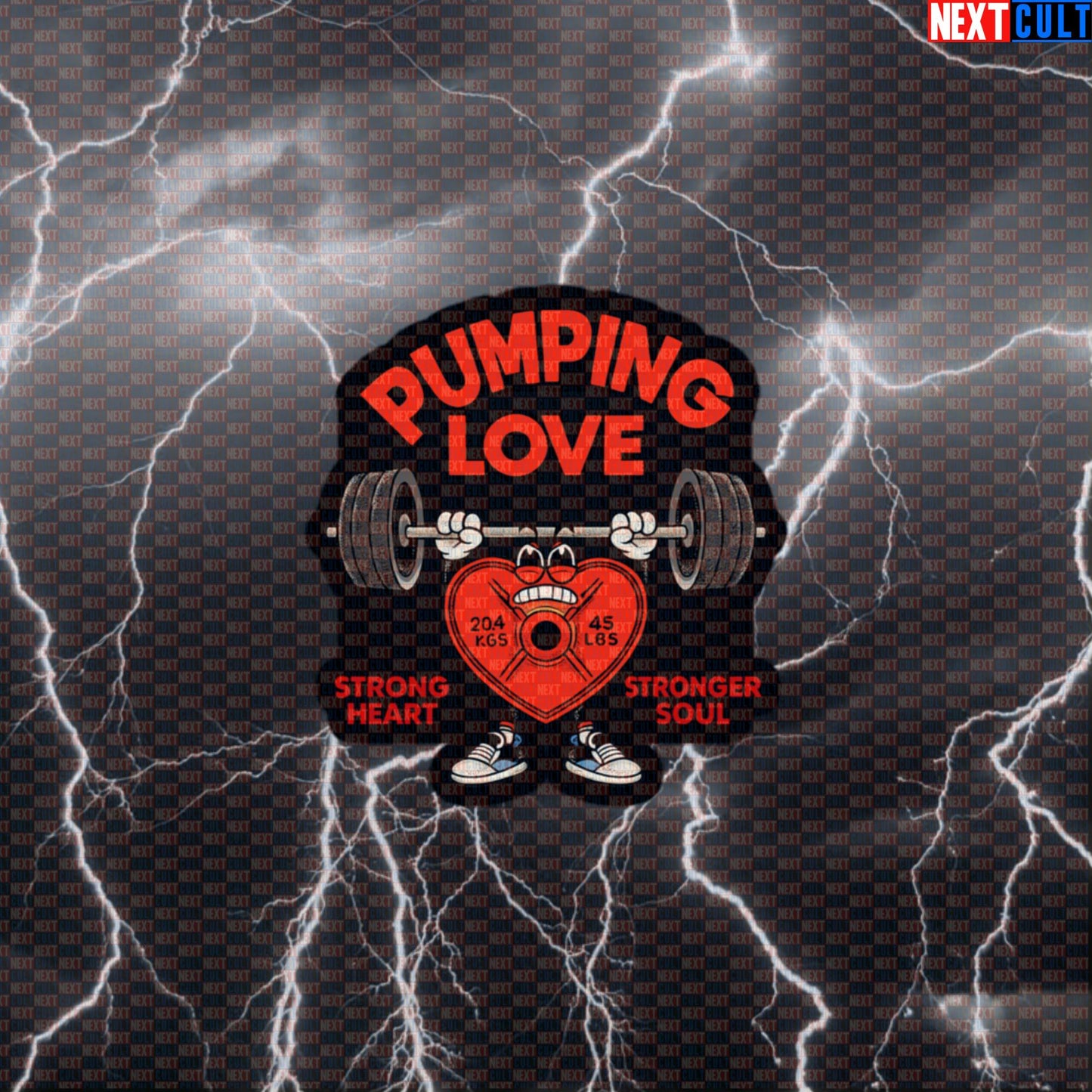 Pumping Love Strong Heart Stronger Soul Funny Valentine’s Day Gym Sticker with Heart-Shaped Weight Plate Default Title Stickers Bodybuilding Fitness Gym Powerlifting Valentine's Day Workout Next Cult Brand