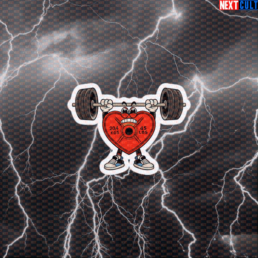 Lift With Your Heart Funny Valentine’s Day Gym Sticker with Heart-Shaped Weight Plate Default Title Stickers Bodybuilding Fitness Gym Powerlifting Valentine's Day Workout Next Cult Brand