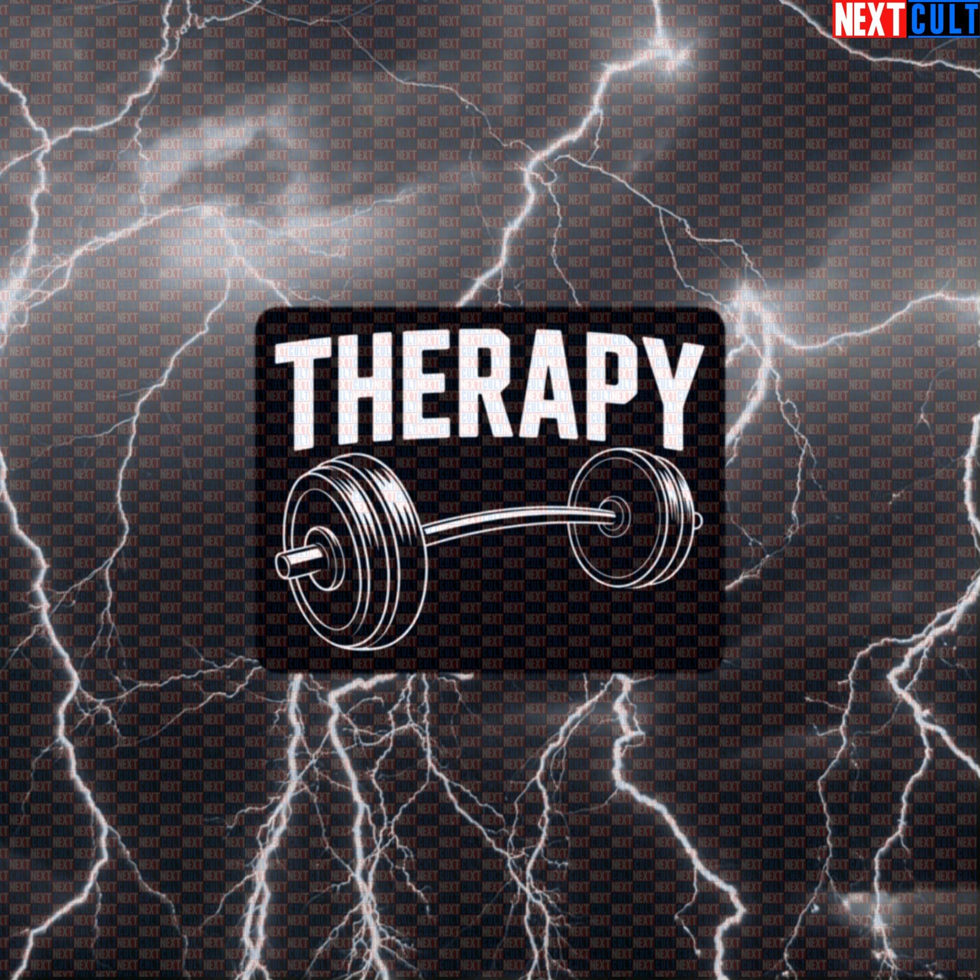 Therapy Barbell Funny Gym Sticker – Workout Fitness Lifting Bodybuilding Powerlifting Meme Decal Default Title Stickers Next Cult Brand