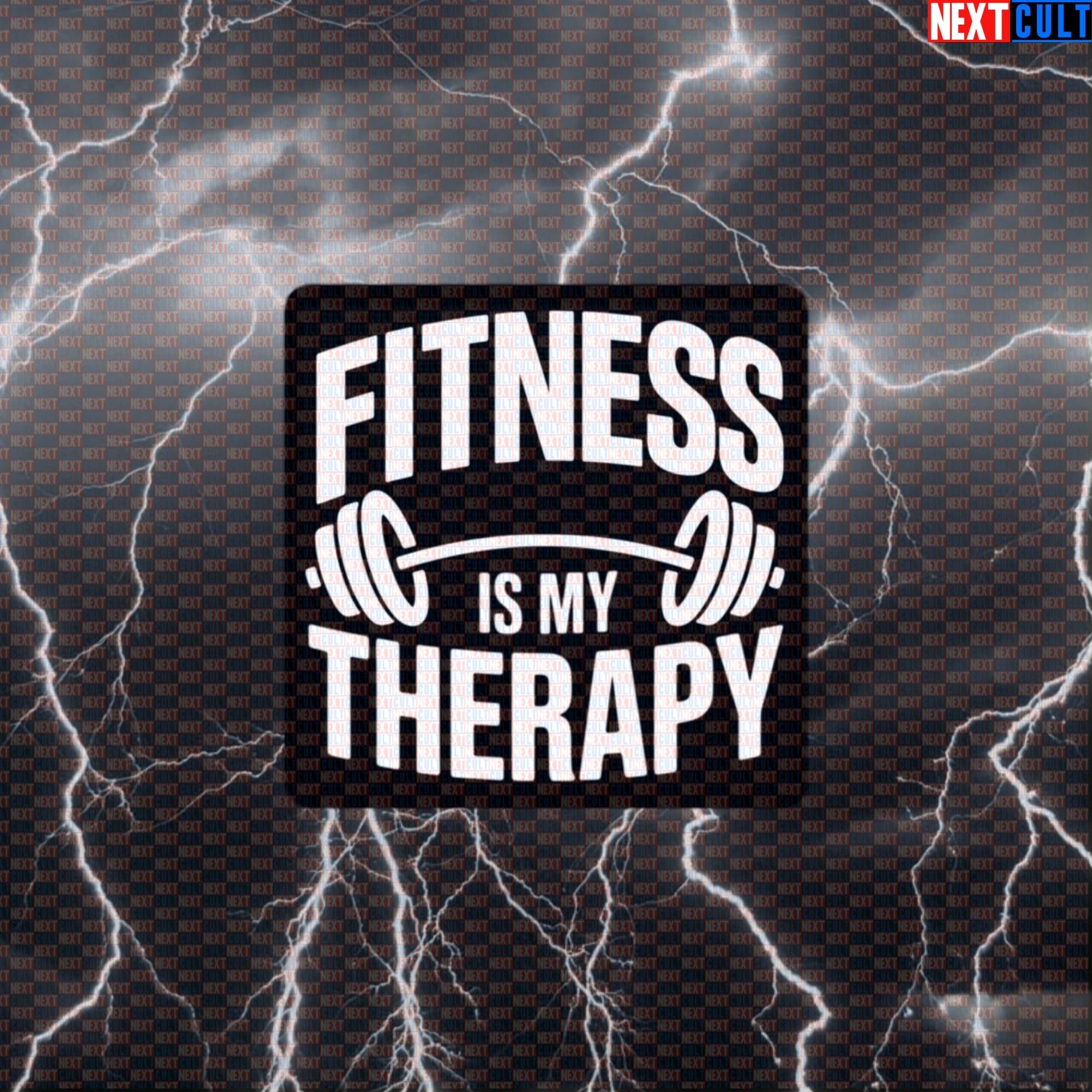 Fitness Is My Therapy Funny Gym Sticker – Workout Fitness Lifting Bodybuilding Powerlifting Meme Decal Default Title Bodybuilding Fitness Gym Powerlifting Workout Next Cult Brand