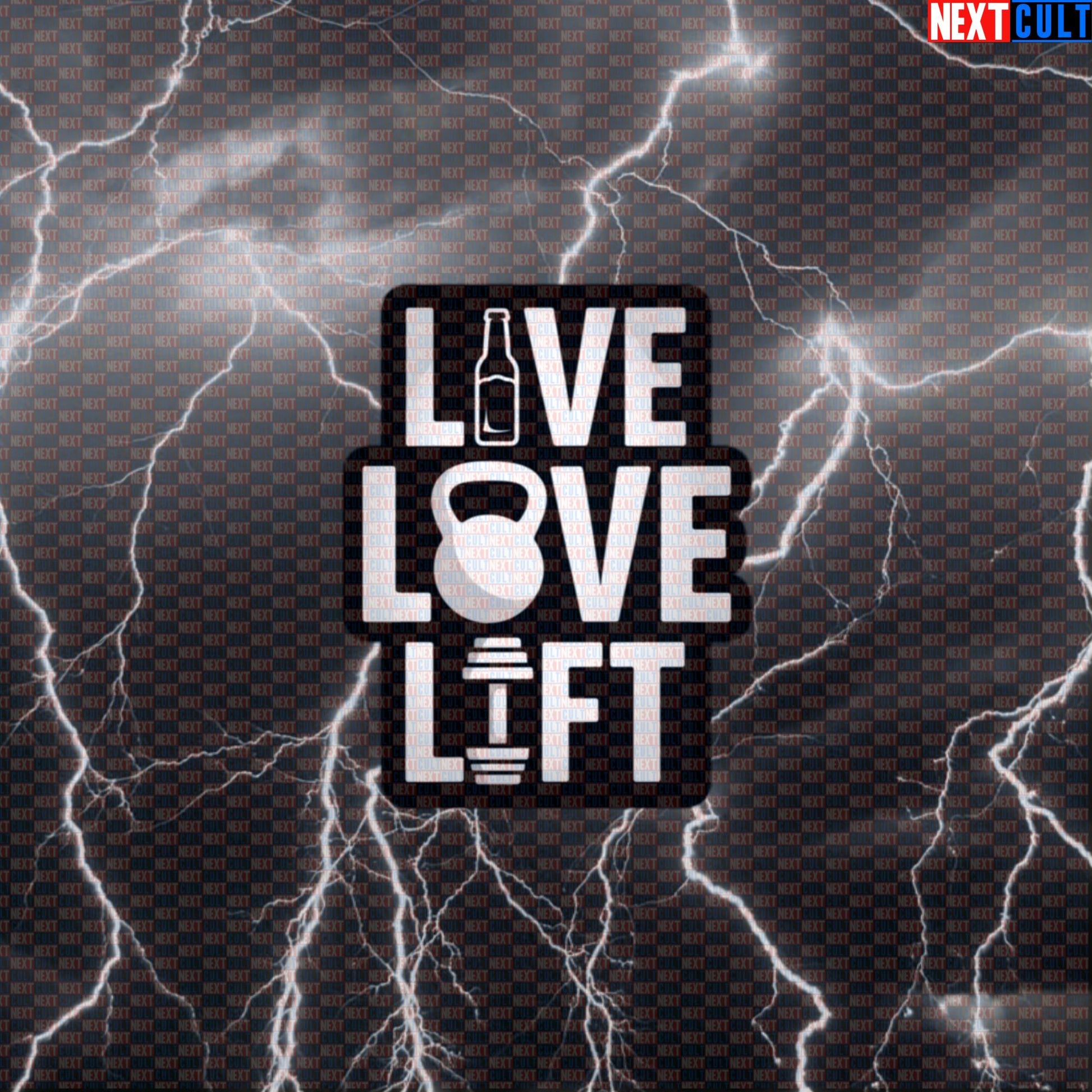 Live Love Lift Funny Gym Sticker Decal for Water Bottles Laptops Gym Gear Workout Motivation Meme Default Title Beer Bodybuilding Fitness Gym Kettlebell Workout Next Cult Brand