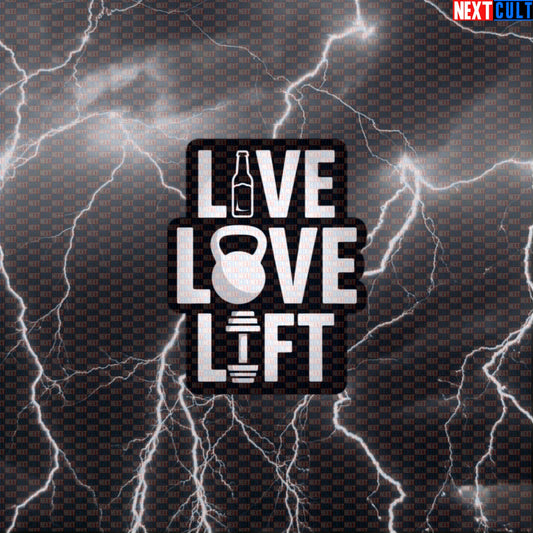 Live Love Lift Funny Gym Sticker Decal for Water Bottles Laptops Gym Gear Workout Motivation Meme Default Title Beer Bodybuilding Fitness Gym Kettlebell Workout Next Cult Brand