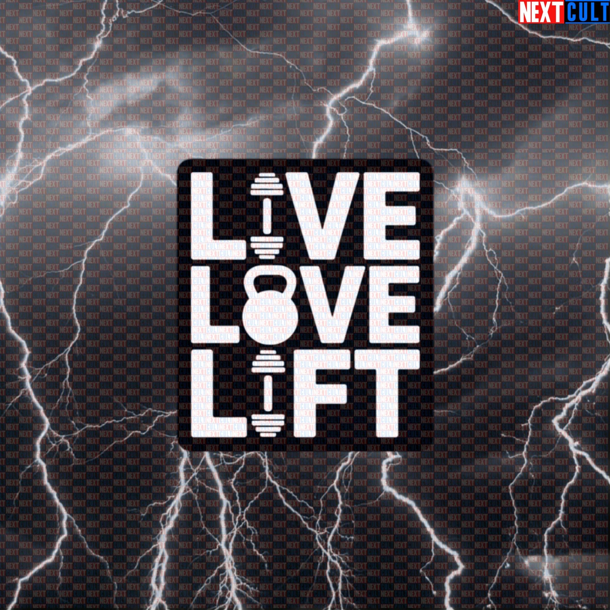 Live Love Lift Funny Gym Sticker Decal for Water Bottles Laptops Workout Gear Gymbro Motivation Fans Default Title Bodybuilding Fitness Gym Kettlebell Workout Next Cult Brand