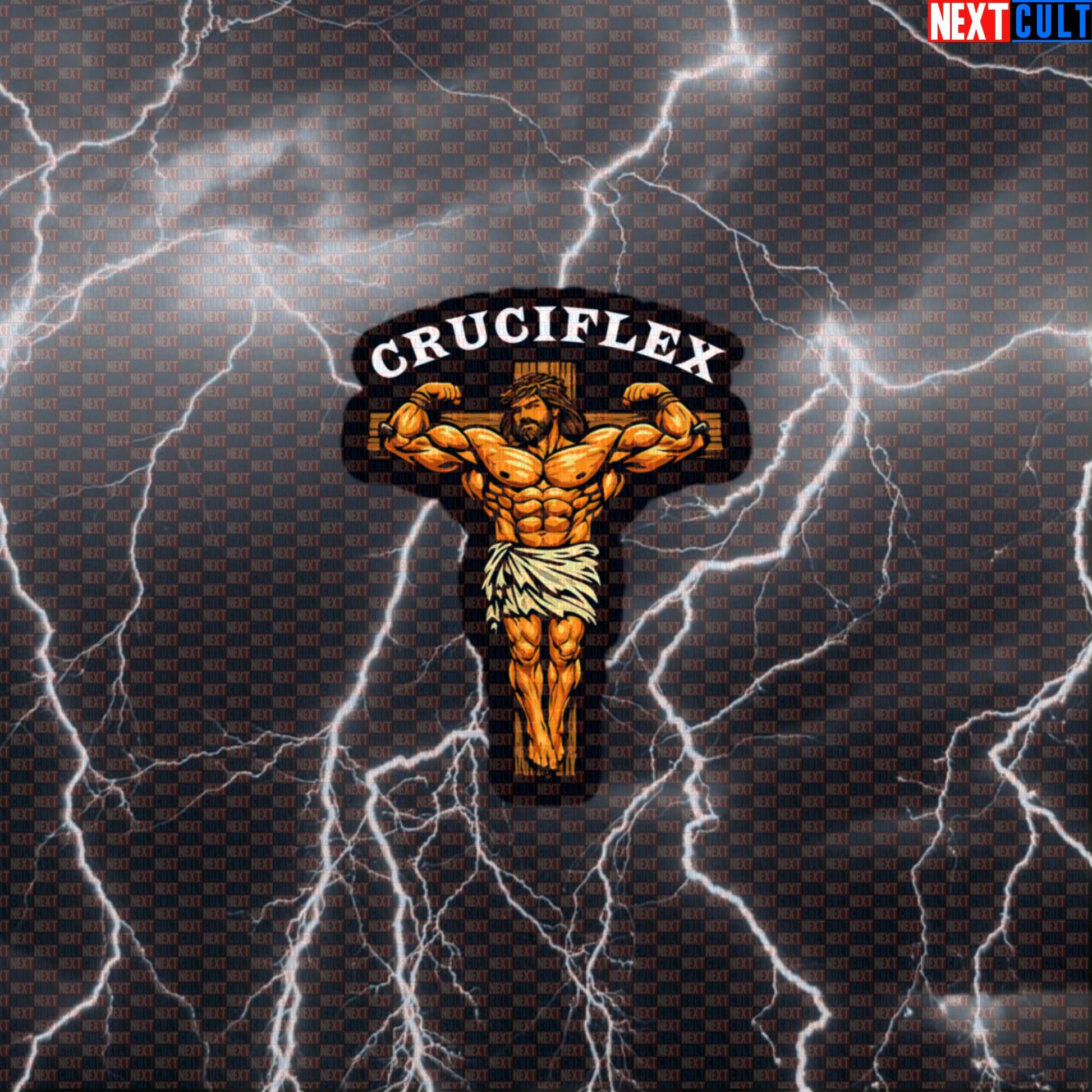 Cruciflex Jesus Christ Funny Gym Sticker – Bodybuilding Workout Fitness Lifting Powerlifting Meme Decal Default Title Bodybuilding Easter Fitness Gym Jesus Workout Next Cult Brand