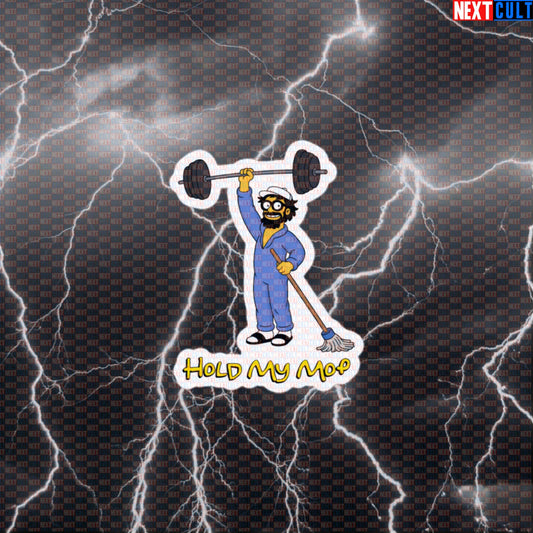 Hold My Mop Funny Gym Sticker Anatoly Meme Decal Workout Sticker for Water Bottles Laptops Gym Gear Default Title Anatoly Bodybuilding Gym Powerlifting Workout Next Cult Brand