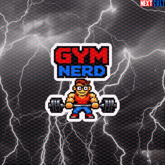 Gym Nerd Funny Gym Sticker Pixel Lifting Meme Workout Sticker Fitness Bodybuilding Powerlifting Decal Default Title Bodybuilding Fitness Gym Powerlifting Pump Cover Video Games Workout Next Cult Brand