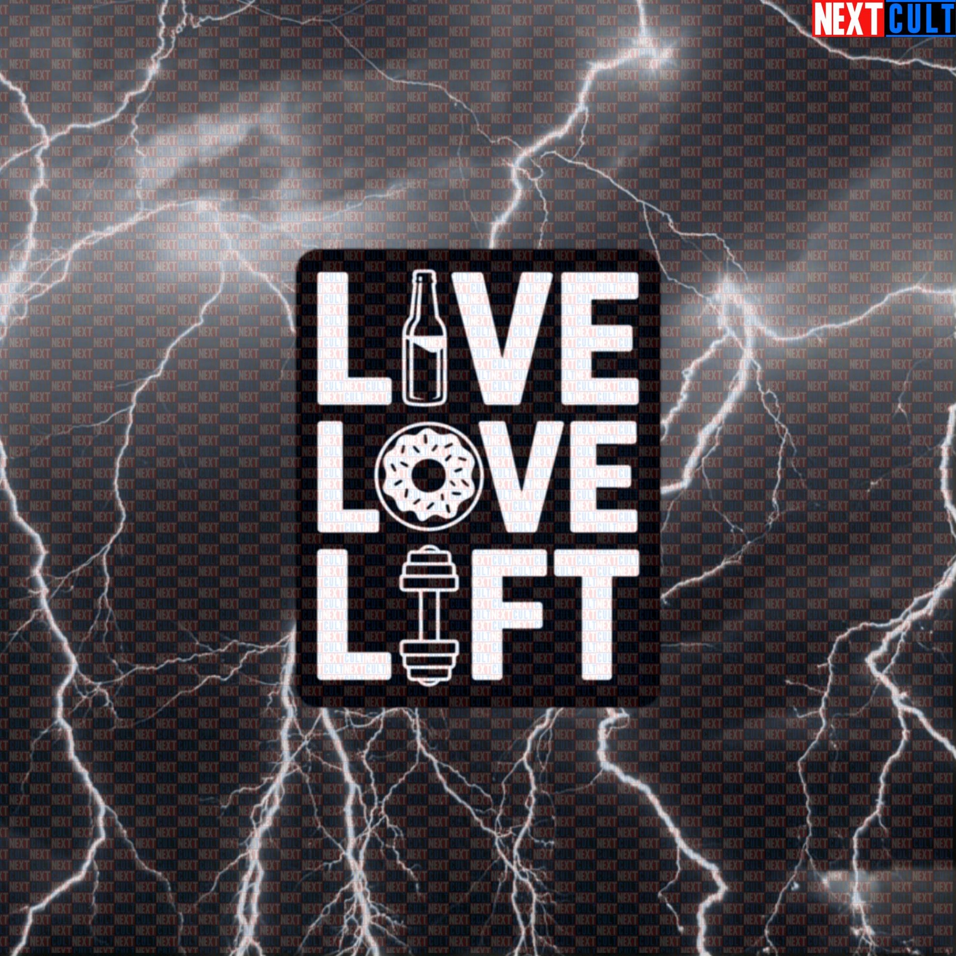 Live Love Lift Funny Gym Sticker Decal for Water Bottles Laptops Gym Gear Workout Motivation Fans Default Title Beer Bodybuilding Donuts Fast Food Fitness Gym Workout Next Cult Brand