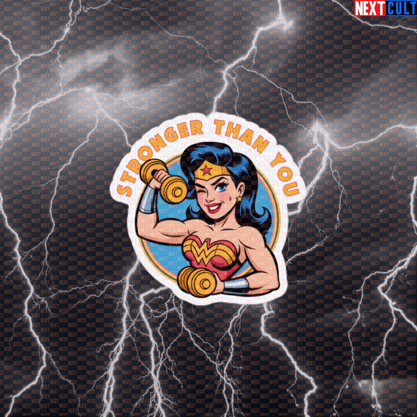 Stronger Than You Funny Gym Sticker Wonder Woman Inspired Workout Decal for Fitness Heroes Default Title Stickers Next Cult Brand