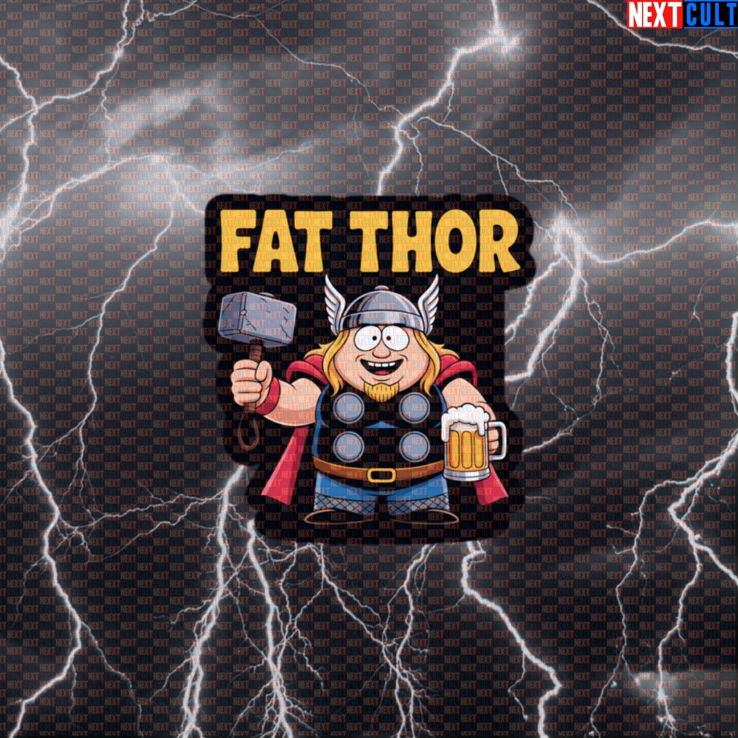 Fat Thor Funny Gym Sticker Beer Lifting Decal for Water Bottles Laptops Gym Gear Workout Sticker Default Title Stickers Next Cult Brand