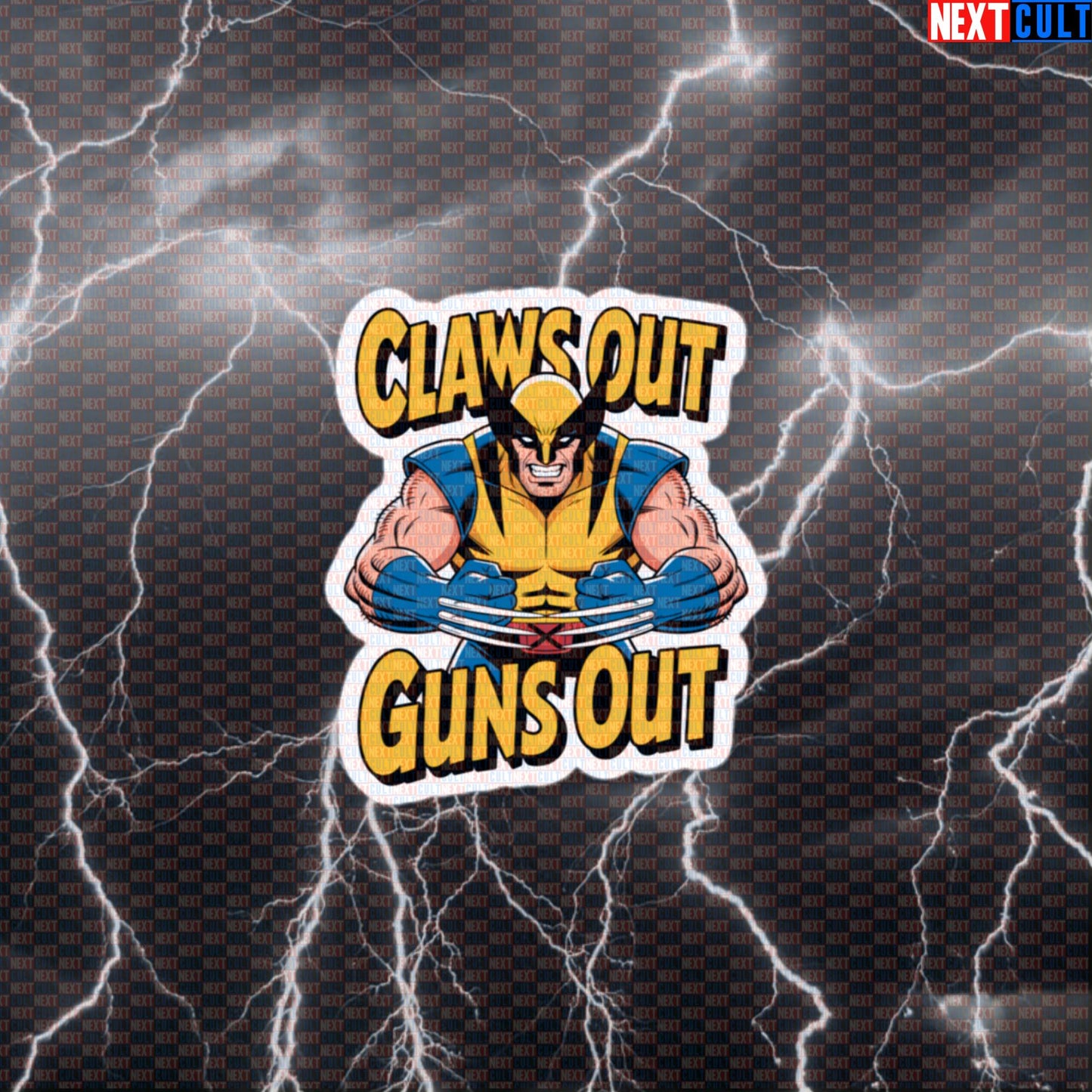 Claws Out Guns Out Wolverine Funny Gym Sticker Decal for Water Bottles Laptops Gym Gear X-Men Fans Default Title Stickers Next Cult Brand