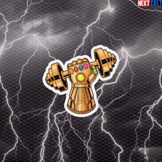 Dumbbell Gauntlet Funny Gym Sticker Decal for Water Bottles Laptops Gym Gear Thanos Infinity Gauntlet Fans Default Title Stickers Next Cult Brand