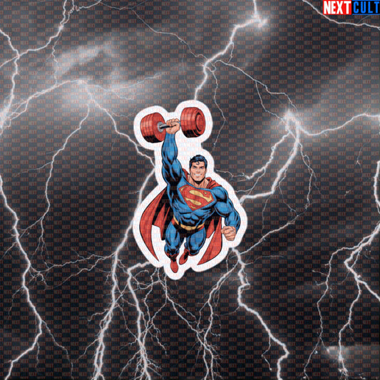 Man of Gym Superhero Funny Gym Sticker Decal for Water Bottles Laptops Gym Gear Strength Fans Default Title Stickers Bodybuilding Films Fitness Gym Justice League Superheroes Superman Workout Next Cult Brand