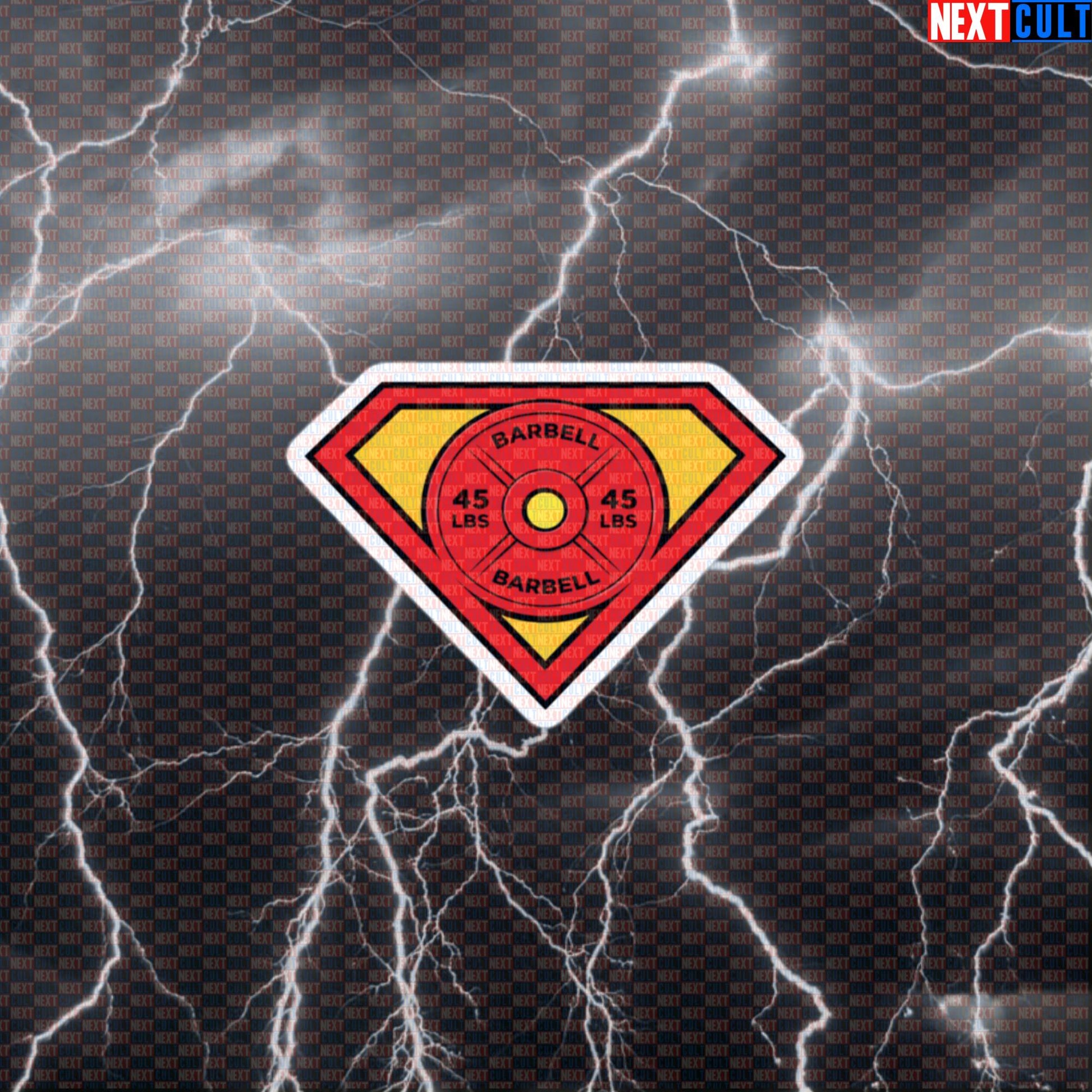 Superman Barbell Weight Plate Logo Funny Gym Sticker – Superhero Workout Sticker Fitness Bodybuilding Powerlifting Meme Decal Default Title Stickers Next Cult Brand