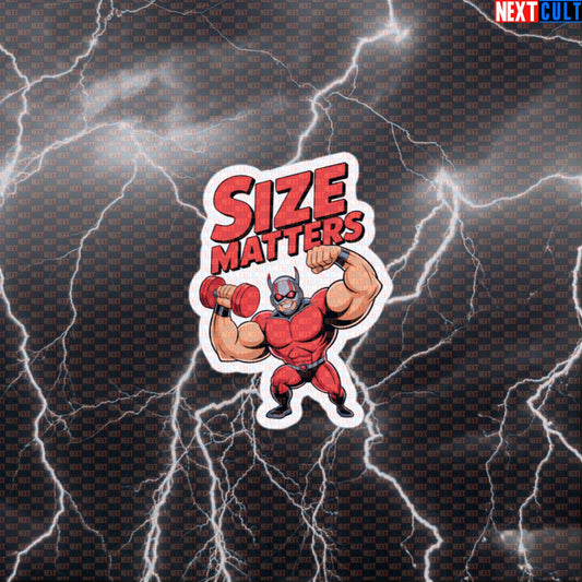 Size Matters Ant Man Funny Gym Sticker Decal for Water Bottles Laptops Gym Gear Marvel Fans Default Title Stickers Next Cult Brand