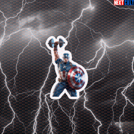 Captain America Funny Gym Sticker Decal for Water Bottles Laptops Gym Gear Superhero Fitness Fans Default Title Stickers Next Cult Brand