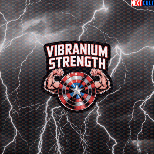 Vibranium Strength Funny Gym Sticker Decal for Water Bottles Laptops Gym Gear Captain America Fans Default Title Avengers Bodybuilding Captain America Films Fitness Gym Superheroes Workout Next Cult Brand