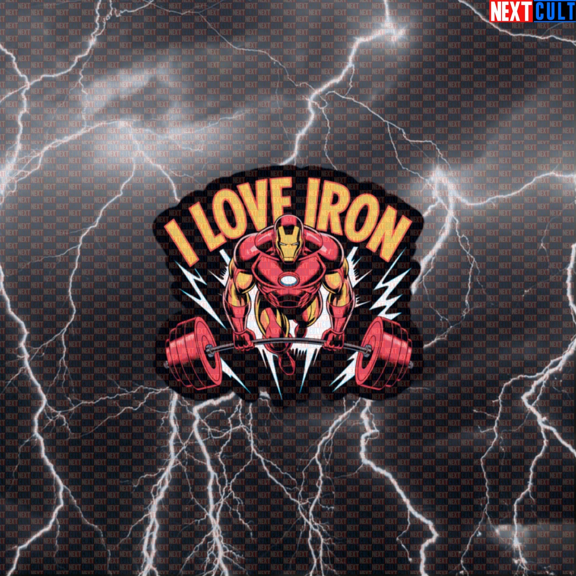 I Love Iron Funny Gym Sticker Decal for Water Bottles Laptops Gym Gear Iron Man Fitness Fans Default Title Avengers Bodybuilding Films Fitness Gym Iron Man Powerlifting Superheroes Workout Next Cult Brand