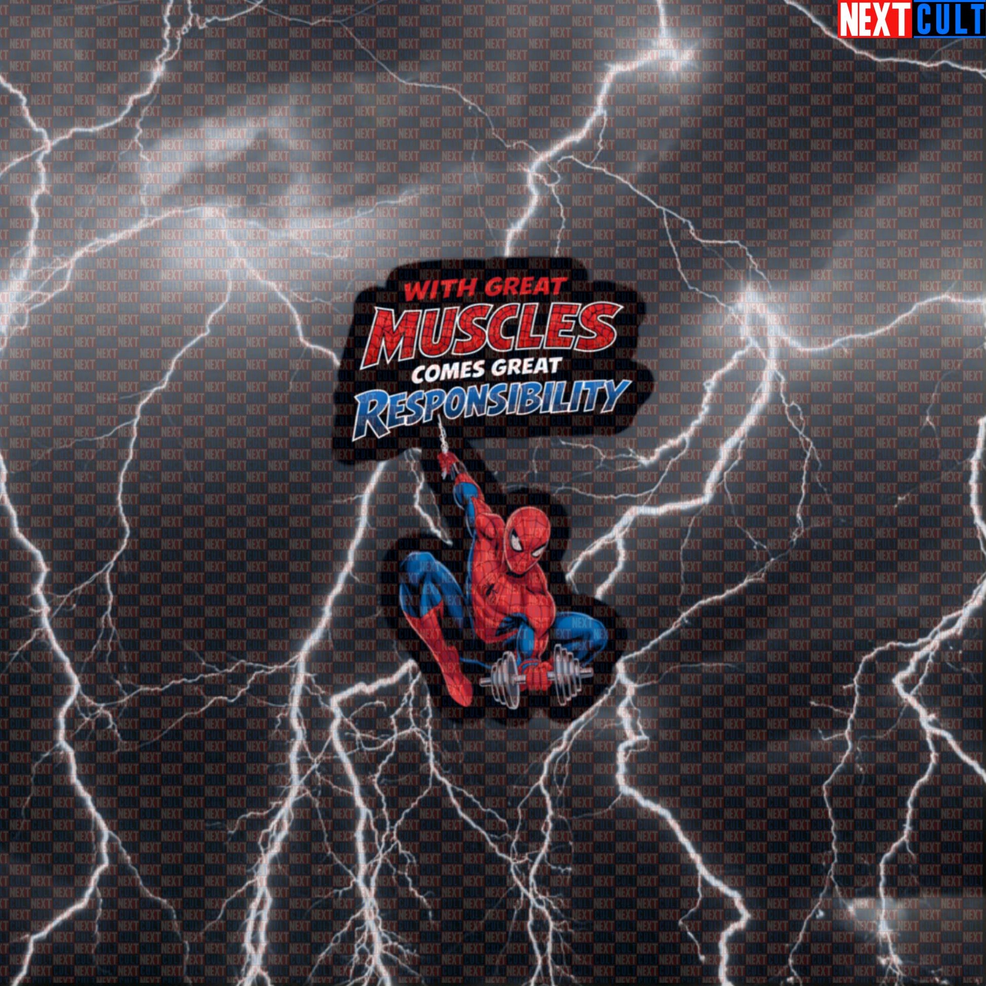 With Great Muscles Comes Great Responsibility Spider-Man Funny Gym Sticker Workout Sticker Fitness Bodybuilding Powerlifting Meme Decal Default Title Stickers Next Cult Brand
