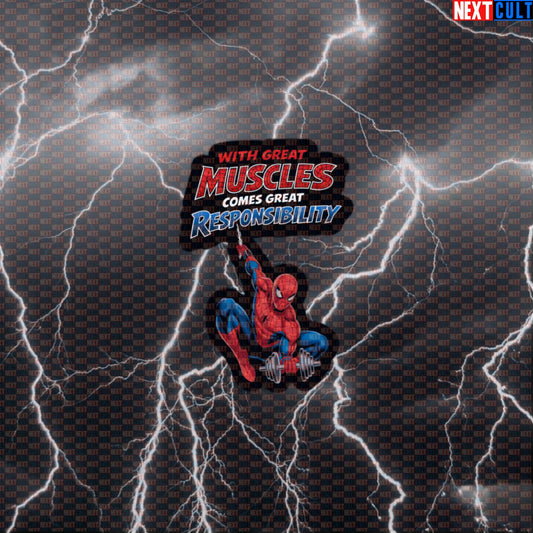 With Great Muscles Comes Great Responsibility Spider-Man Funny Gym Sticker Workout Sticker Fitness Bodybuilding Powerlifting Meme Decal Default Title Stickers Next Cult Brand