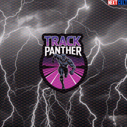Track Panther Funny Gym Sticker Black Panther Running Decal Workout Sticker for Fitness Fans Track and Field Humor Default Title Avengers Black Panther Cardio Films Fitness Gym Superheroes Workout Next Cult Brand