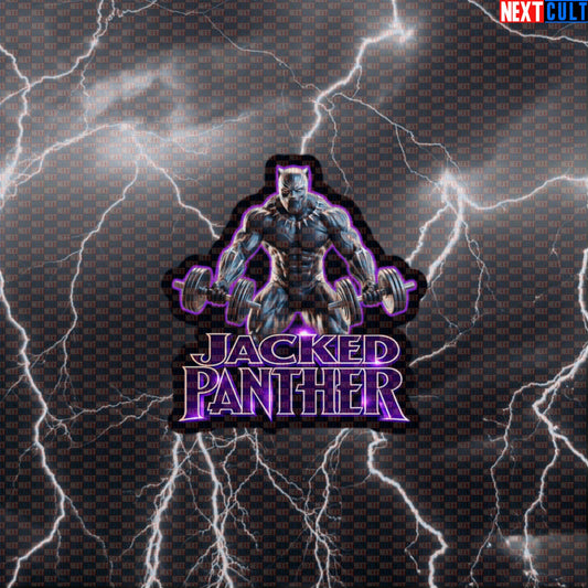 Jacked Panther Black Panther Funny Gym Sticker Workout Sticker Fitness Bodybuilding Powerlifting Meme Decal Default Title Avengers Black Panther Bodybuilding Films Fitness Gym Superheroes Workout Next Cult Brand