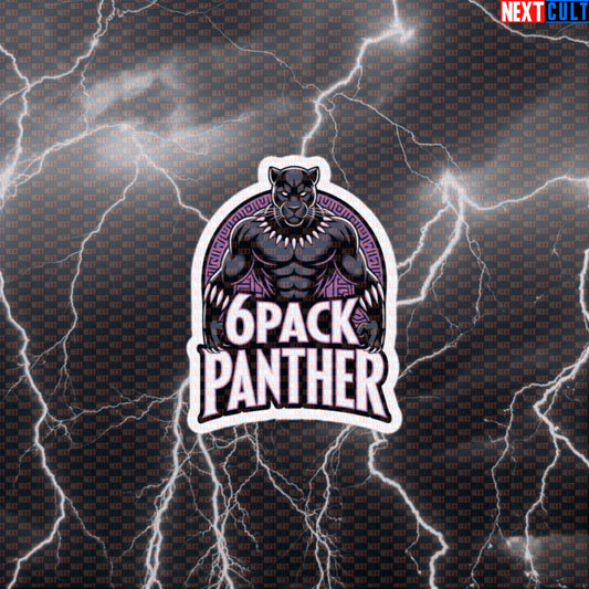 Six Pack Panther Funny Gym Sticker Decal Workout Sticker Bodybuilding Superhero Gym Sticker for Fitness Lovers Default Title Avengers Black Panther Bodybuilding Films Fitness Gym Superheroes Workout Next Cult Brand