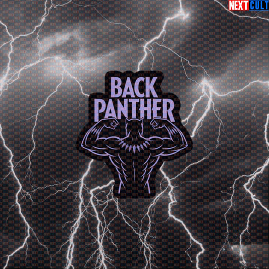 Black Panther Big Back Gym Sticker Funny Workout Sticker Fitness Meme Decal for Lifters Gym Gear Laptop Default Title Avengers Black Panther Bodybuilding Films Fitness Gym Superheroes Workout Next Cult Brand