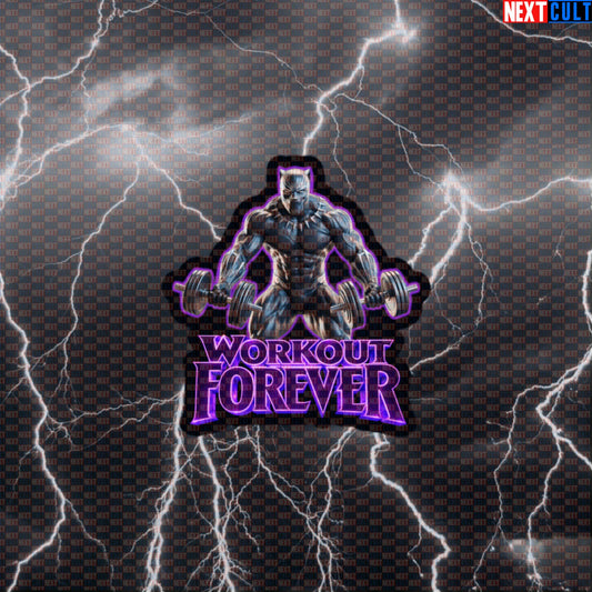 Workout Forever Black Panther Funny Gym Sticker Workout Sticker Fitness Bodybuilding Powerlifting Meme Decal Default Title Stickers Next Cult Brand