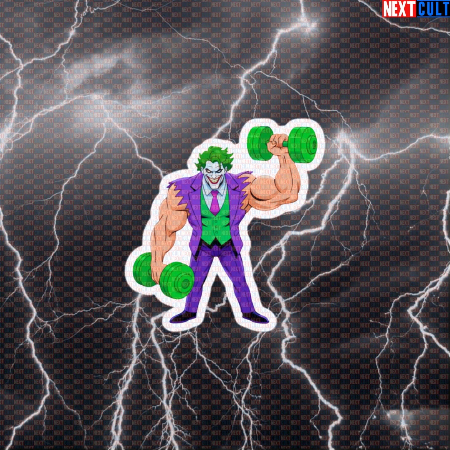 Jacked Joker Gym Sticker Funny Swole Villain Decal Workout Sticker Gym Bros Comic Fitness Sticker Default Title Stickers Next Cult Brand