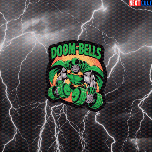 Doom Bells Funny Gym Sticker Doctor Doom Dumbbells Meme Decal Workout Sticker Fitness Laptop Water Bottle Default Title Stickers Next Cult Brand