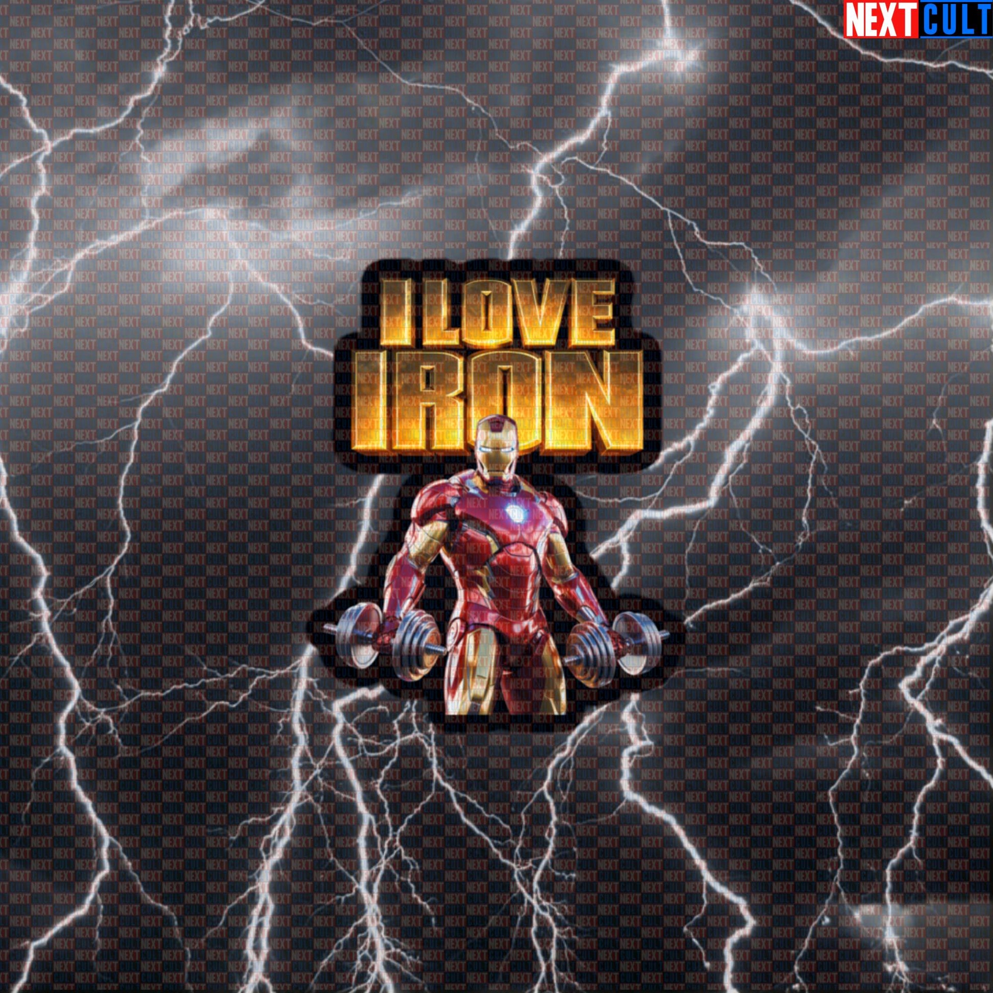 I Love Iron Funny Gym Sticker Iron Man Workout Sticker Fitness Bodybuilding Strength Meme Decal Default Title Stickers Next Cult Brand