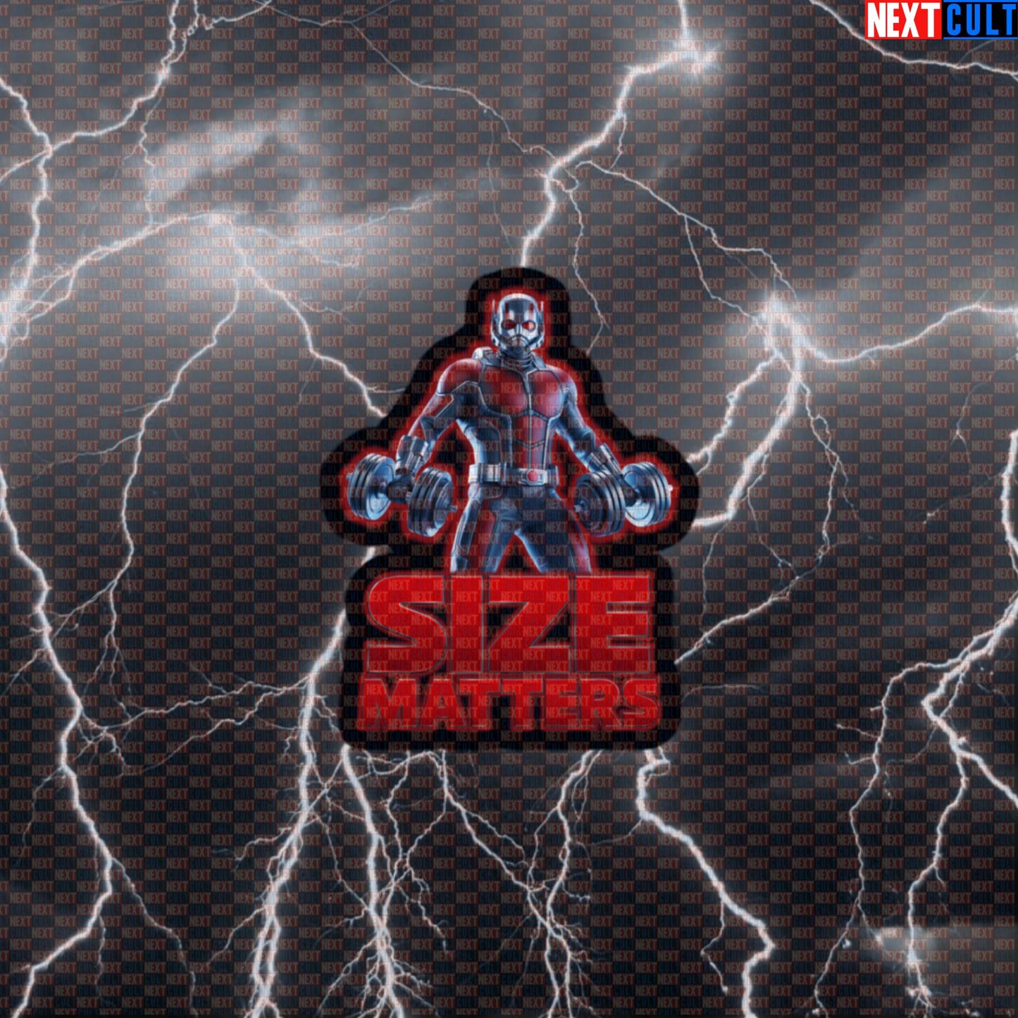 Size Matters Funny Gym Sticker Ant-Man Workout Sticker Fitness Bodybuilding Strength Meme Decal Default Title Stickers Next Cult Brand