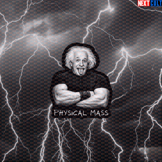 Physical Mass Funny Gym Sticker Albert Einstein Science Based Lifting Bro Science Workout Sticker Decal Default Title Stickers Next Cult Brand