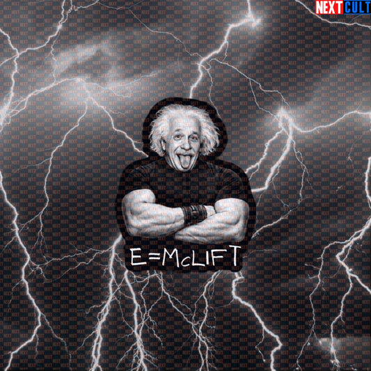 E=mclift Funny Gym Sticker Albert Einstein Science Based Lifting Bro Science Workout Sticker Decal Default Title Stickers Next Cult Brand