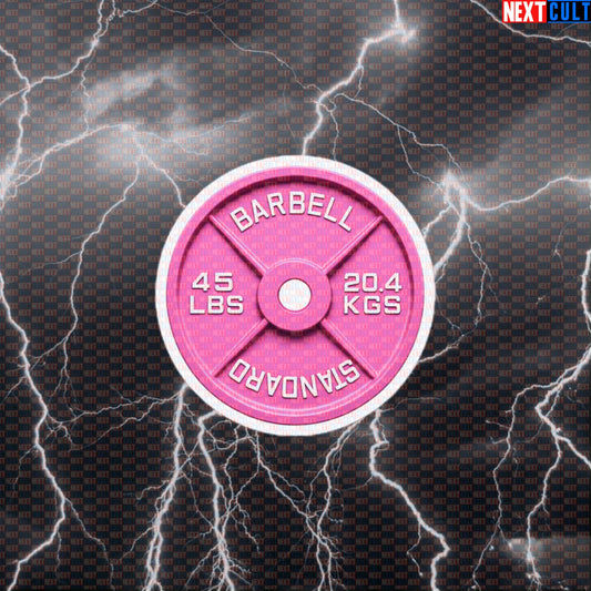 Pink 45LB Weight Plate Funny Gym Sticker Barbell Lifting Workout Sticker Decal Fitness Default Title Stickers Next Cult Brand