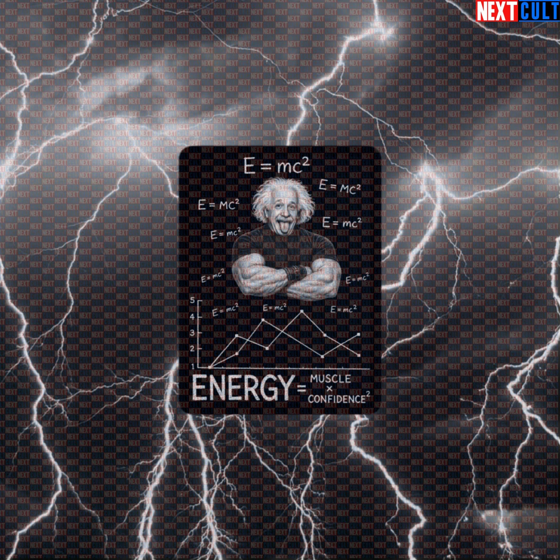 E = mc² Energy Muscle Confidence Funny Gym Sticker Albert Einstein Science Based Lifting Workout Decal Default Title Stickers Next Cult Brand