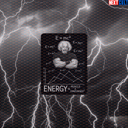 E = mc² Energy Muscle Confidence Funny Gym Sticker Albert Einstein Science Based Lifting Workout Decal Default Title Stickers Next Cult Brand