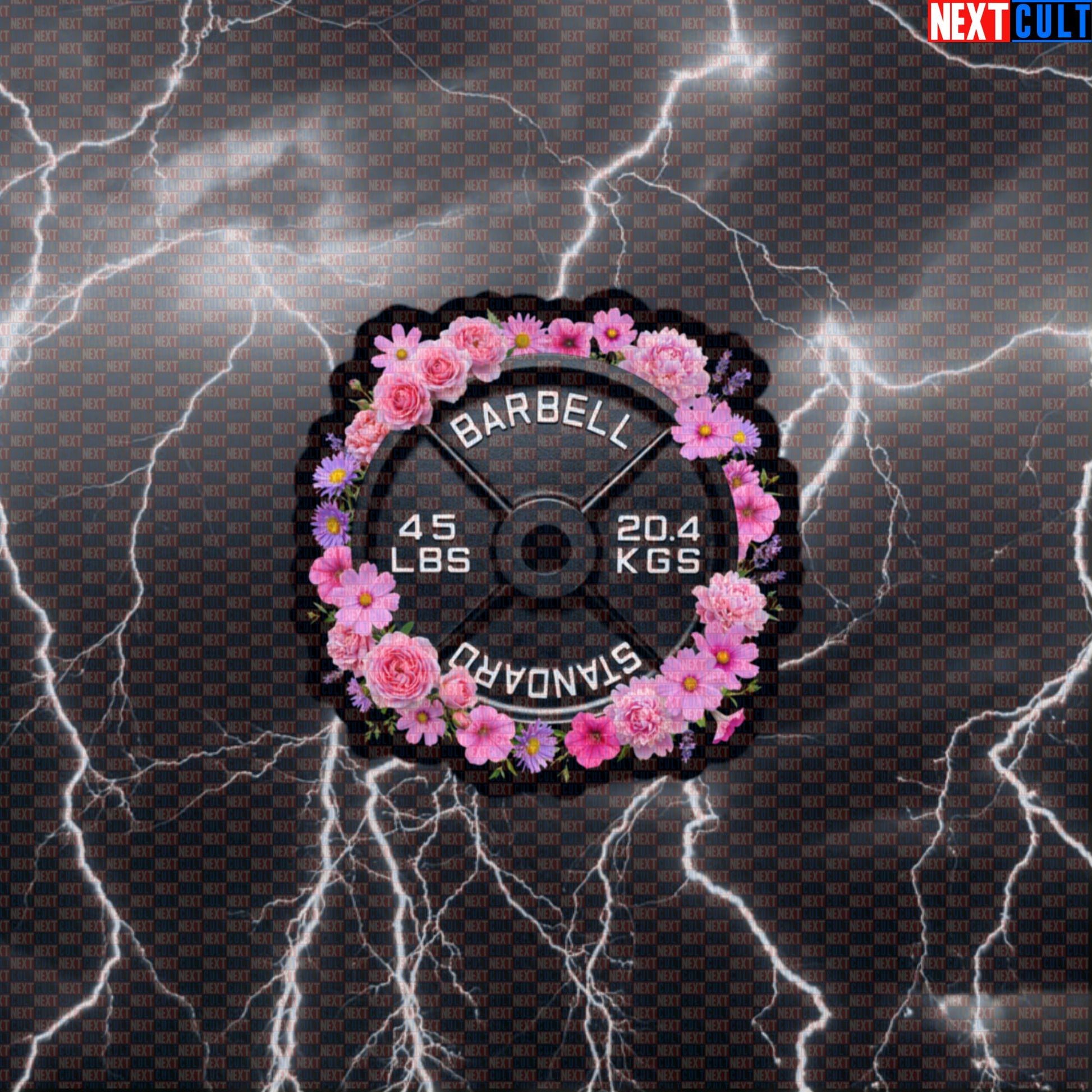 Flowers & Weights 45LB Plate Funny Gym Sticker Floral Fitness Barbell Workout Sticker Decal Default Title Stickers Next Cult Brand