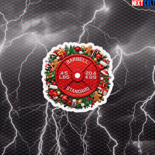 Christmas & Weights 45LB Plate Funny Gym Sticker Holiday Workout Sticker Christmas Fitness Decal Default Title Stickers Next Cult Brand