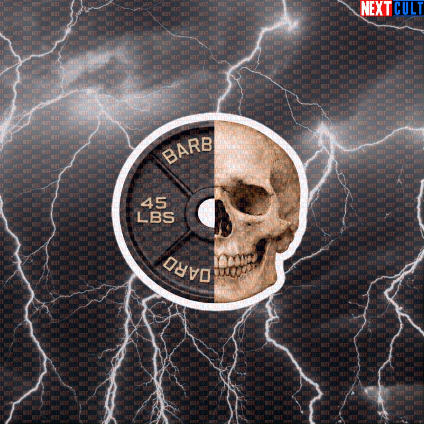 Skull & Weights 45LB Plate Funny Gym Sticker Skull Weight Plate Dark Workout Sticker Decal Default Title Stickers Next Cult Brand