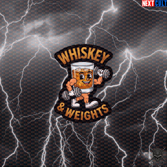 Whiskey and Weights Sticker Funny Gym Decal for Lifters Booze Party Workout Balance Default Title Stickers Next Cult Brand
