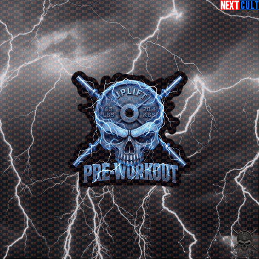 Pre-Workout Skull Sticker for Hardcore Lifters, Electric Gym Decal, Fitness Gift Default Title Stickers Next Cult Brand