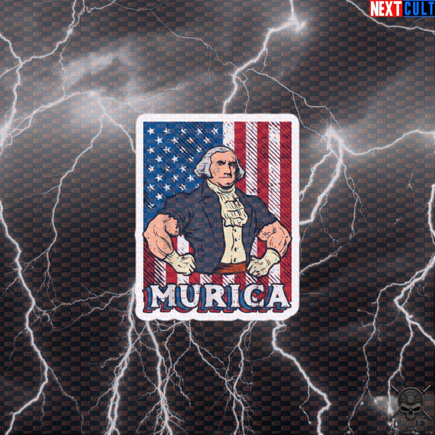 Murica Sticker George Washington Patriotic Gym Decal for USA Fitness Fans Default Title Next Cult Brand