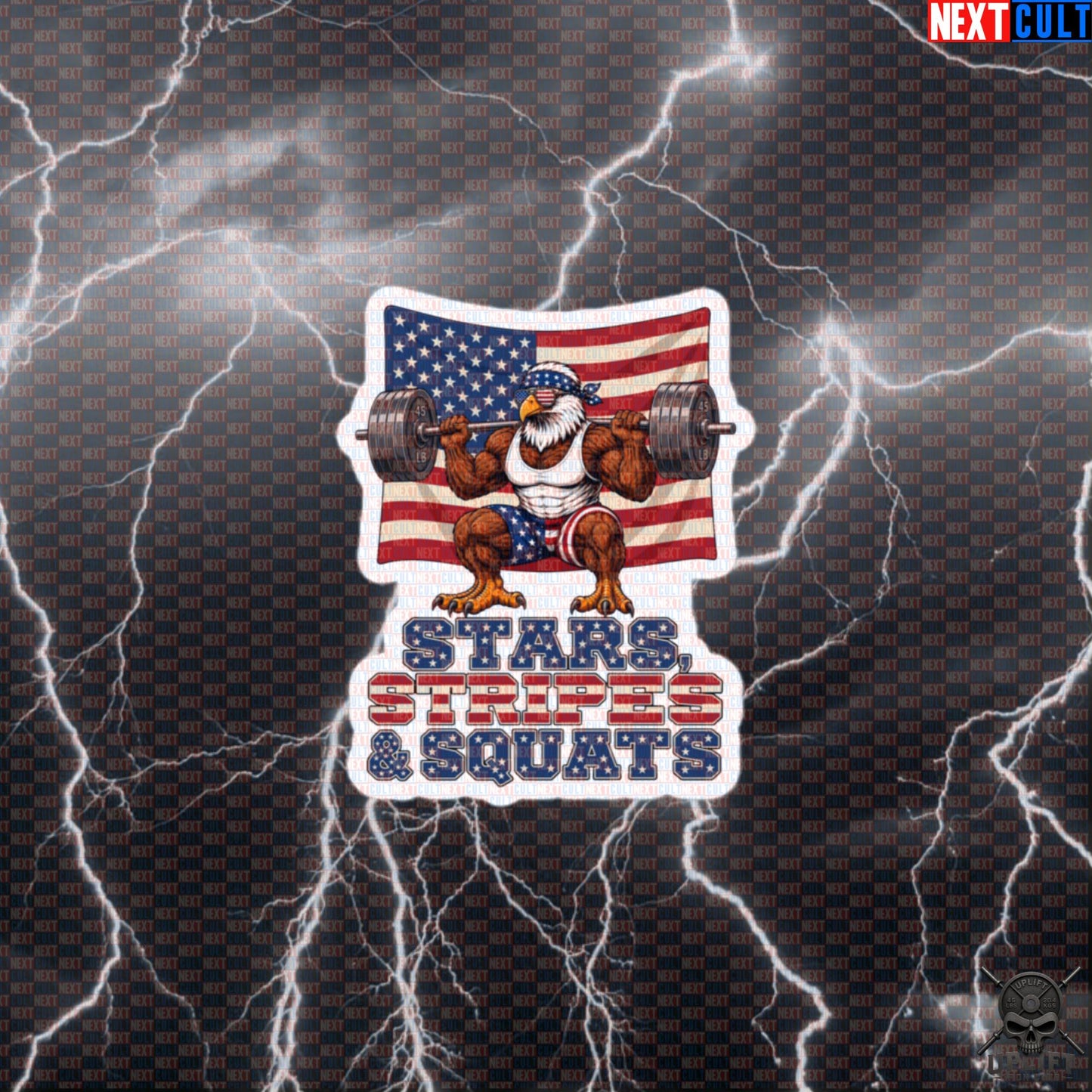 Patriotic Eagle Sticker Stars Stripes and Squats Gym Decal for USA Fitness Fans Default Title Next Cult Brand